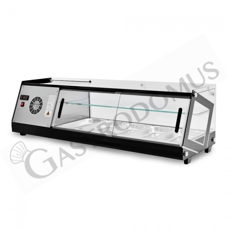 dettaglio retro-Vetrina tapas 5 bacinelle GN1/3 160 W L 1307 mm x P 395 mm x H 375 mm