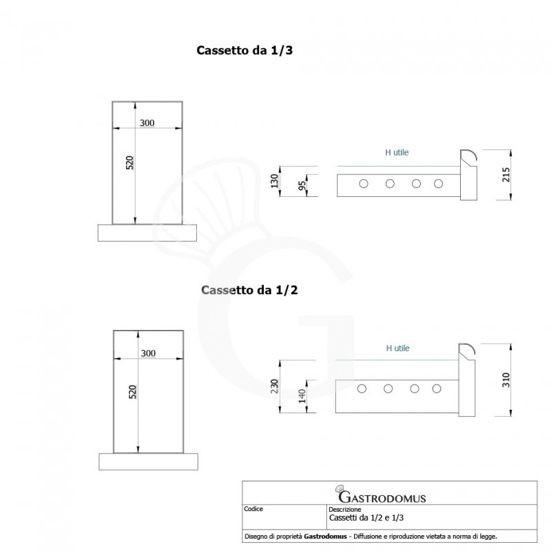 Tavolo Refrigerato 5 cassetti 1 porta 700 mm -2°C/+8°C alzatina per Gastronomia - Vista frontale e laterale