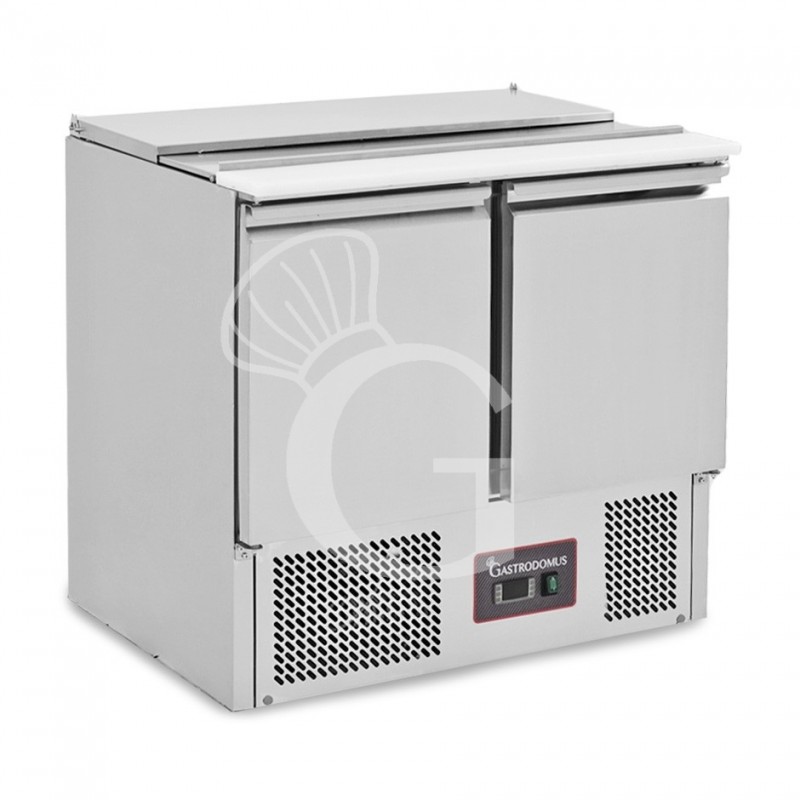 Saladette refrigerata con 2 porte, temperatura +2°C/+8°C, coperchio in inox