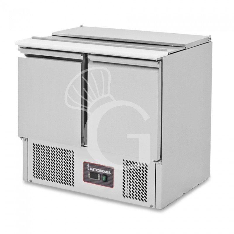 Saladette refrigerata con 2 porte, temperatura +2°C/+8°C, coperchio in inox