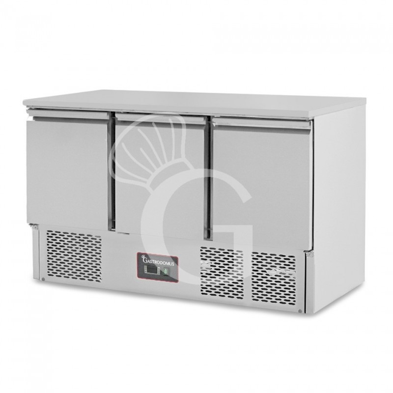 Saladette refrigerata 3 porte, temperatura +2°C/+8°C, piano in inox