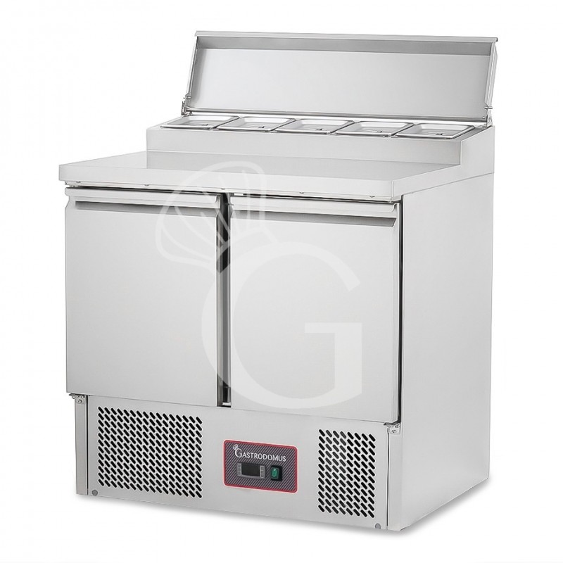 Saladette refrigerata con 2 porte, temperatura + 2°C/+ 8°C, coperchio in acciaio inox