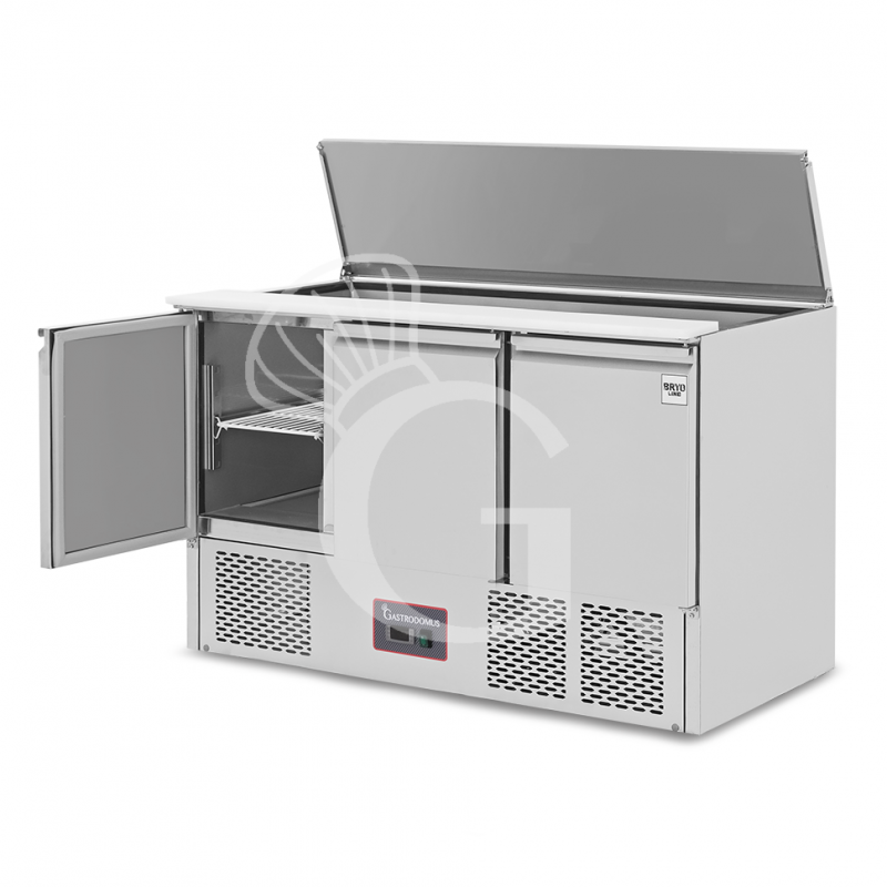 Saladette refrigerata 3 porte, temperatura +2°C/+8°C, coperchio in acciaio inox