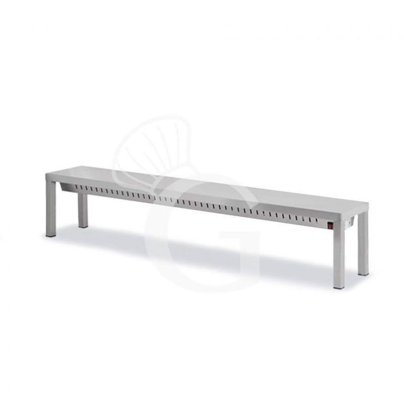 Ripiano singolo riscaldato L 1400 x P 300 x H 350 mm, completo di lampade