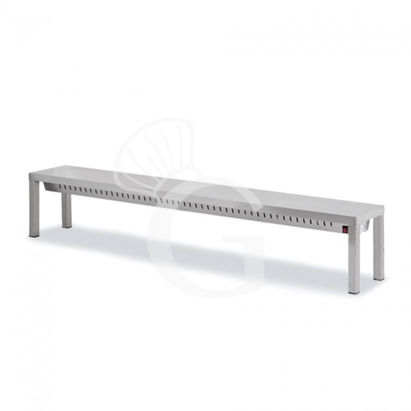 Ripiano singolo riscaldato L 2000 x P 300 x H 350 mm, completo di lampade