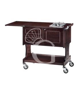 Carrello di servizio Flambè con 1 piastra e 2 fuochi L 1450 mm x P 580 mm x H 910 mm