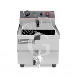 Friggitrice elettrica da banco con rubinetto 1 vasca 10 LT 3 KW Monofase