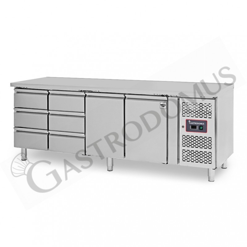 Tavolo Refrigerato 6 cassetti 2 porte 700 mm -2°C/+8°C