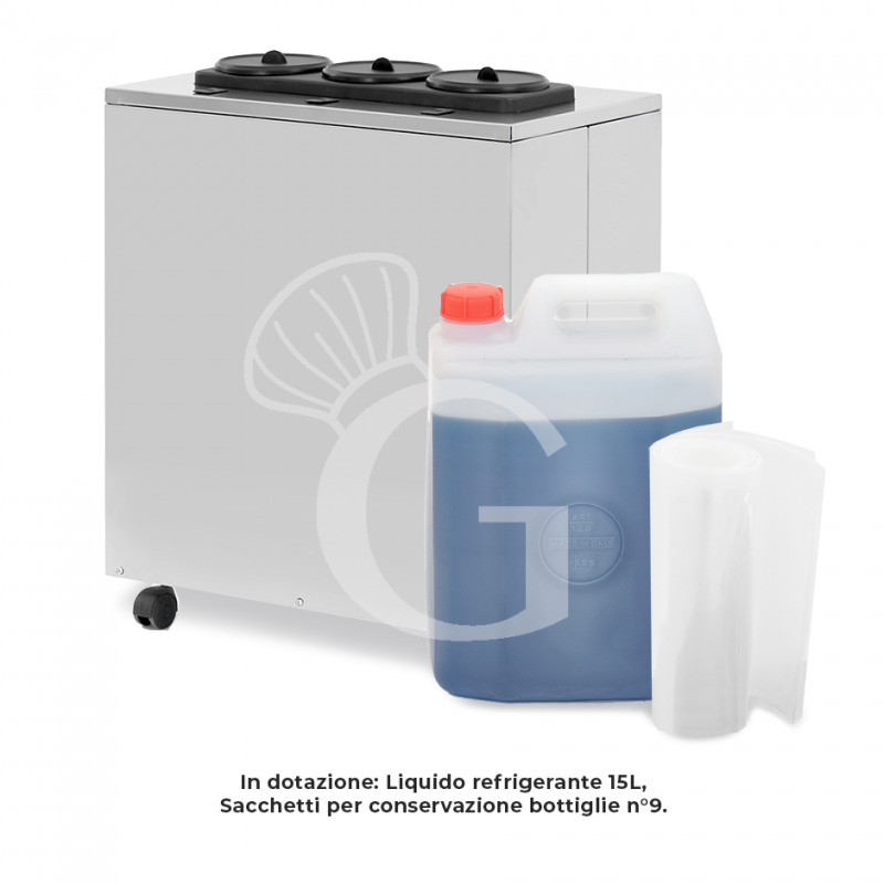 Abbattitore per vino con ruote elettrico 3 bottiglie L 630 mm x P 370 mm x H 720 mm