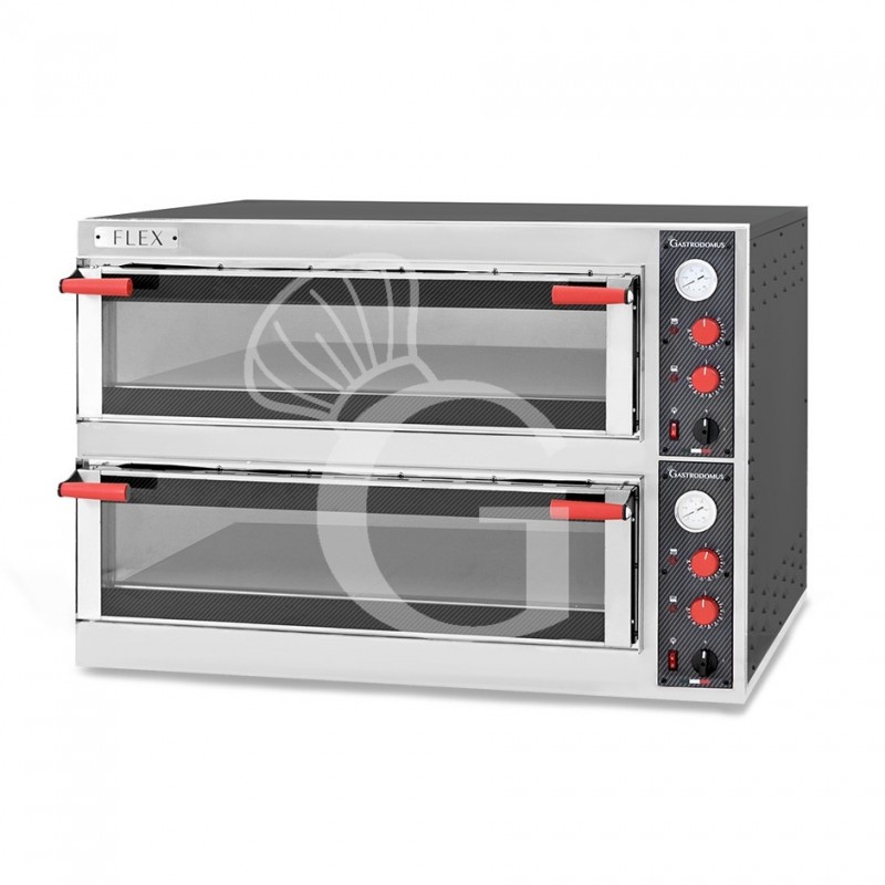 Forno Elettrico porta vetro 6 teglie 600x400 o 12 pizze diametro 350 mm 2 camere controllo meccanico