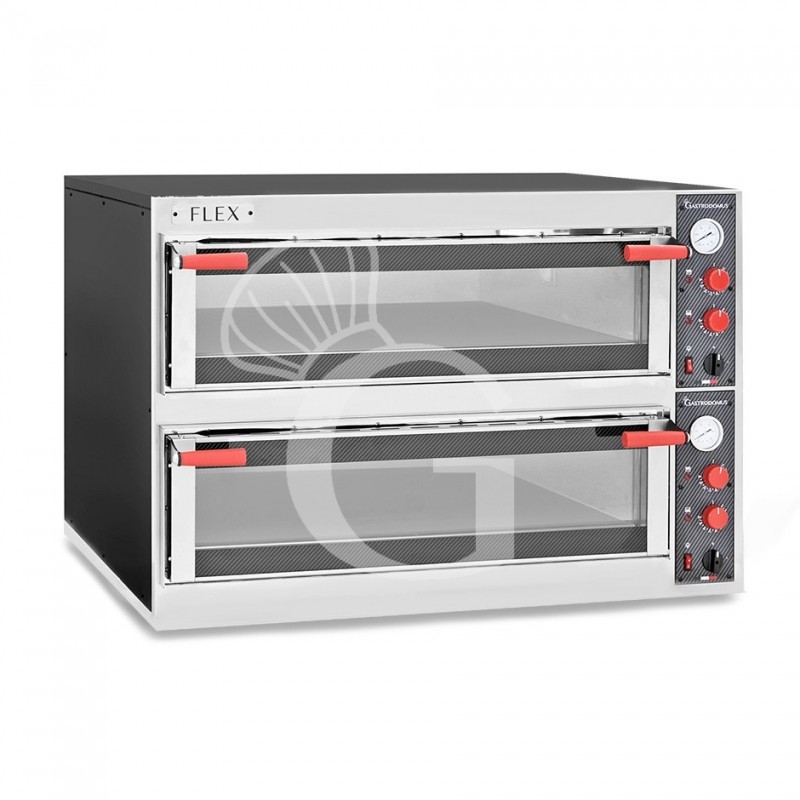 Forno Elettrico porta vetro 6 teglie 600x400 o 12 pizze diametro 350 mm 2 camere controllo meccanico
