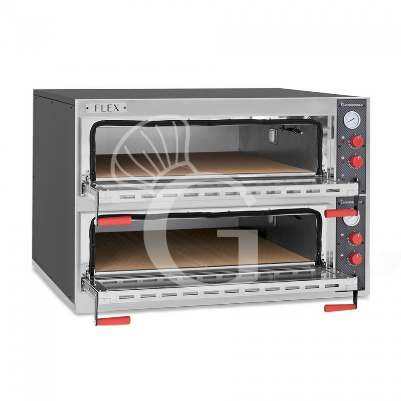 Forno Elettrico porta vetro 6 teglie 600x400 o 12 pizze diametro 350 mm 2 camere controllo meccanico