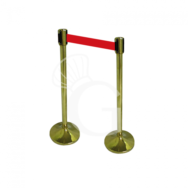 Kit delimita corsie - 2 aste dorate con nastro avvolgibile 2mt. Rosso Kit delimita corsie - 2 aste dorate con nastro avvolgibile 2mt. Rosso