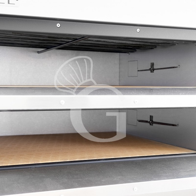 Fornetto Elettrico 2 pizze diametro 450 mm 2 camere controllo meccanico temperatura 455°C potenza 7,5 Kw - dettaglio interno