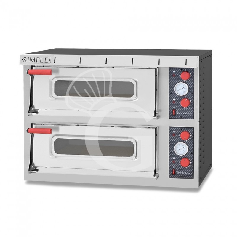 Fornetto Elettrico 2 pizze Ø 450 mm 2 camere potenza 8 Kw porta vetro con luce - Completo di guide per inserimento delle teglie