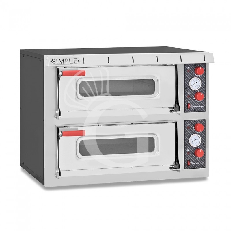 Fornetto Elettrico 2 pizze Ø 450 mm 2 camere potenza 8 Kw porta vetro con luce - Completo di guide per inserimento delle teglie