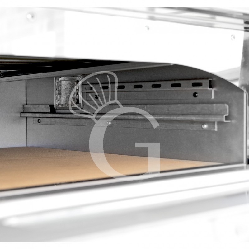 Fornetto Elettrico 2 pizze Ø 450 mm 2 camere potenza 8 Kw porta vetro con luce - Completo di guide per inserimento delle teglie