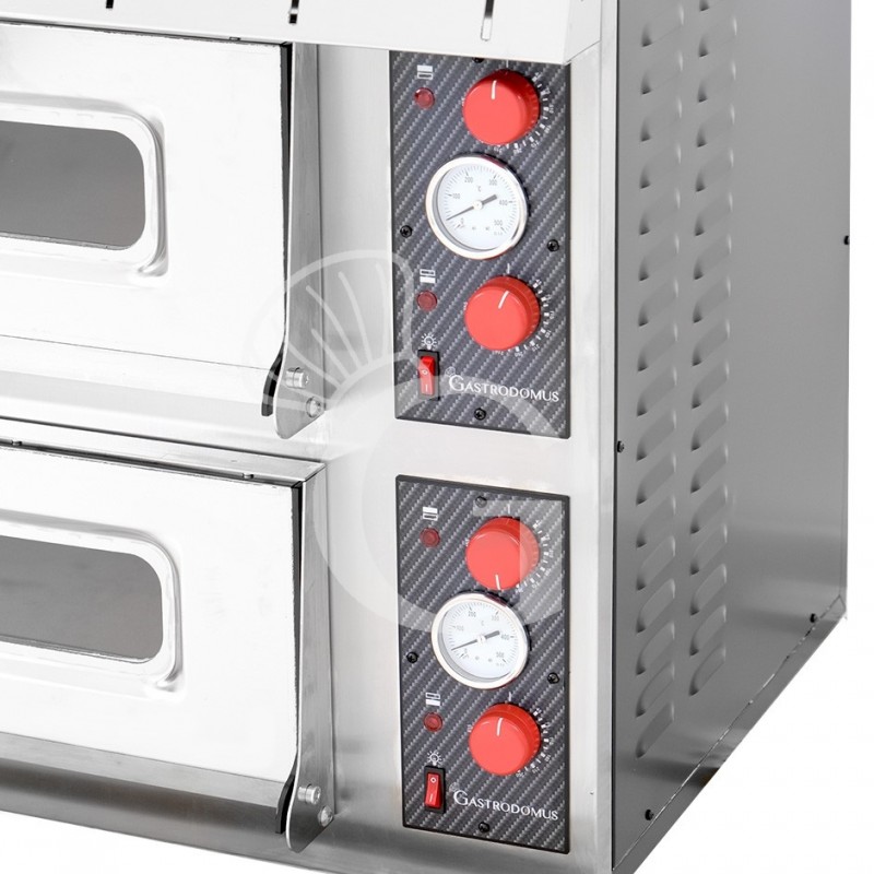 Fornetto Elettrico 2 pizze Ø 450 mm 2 camere potenza 8 Kw porta vetro con luce - Completo di guide per inserimento delle teglie
