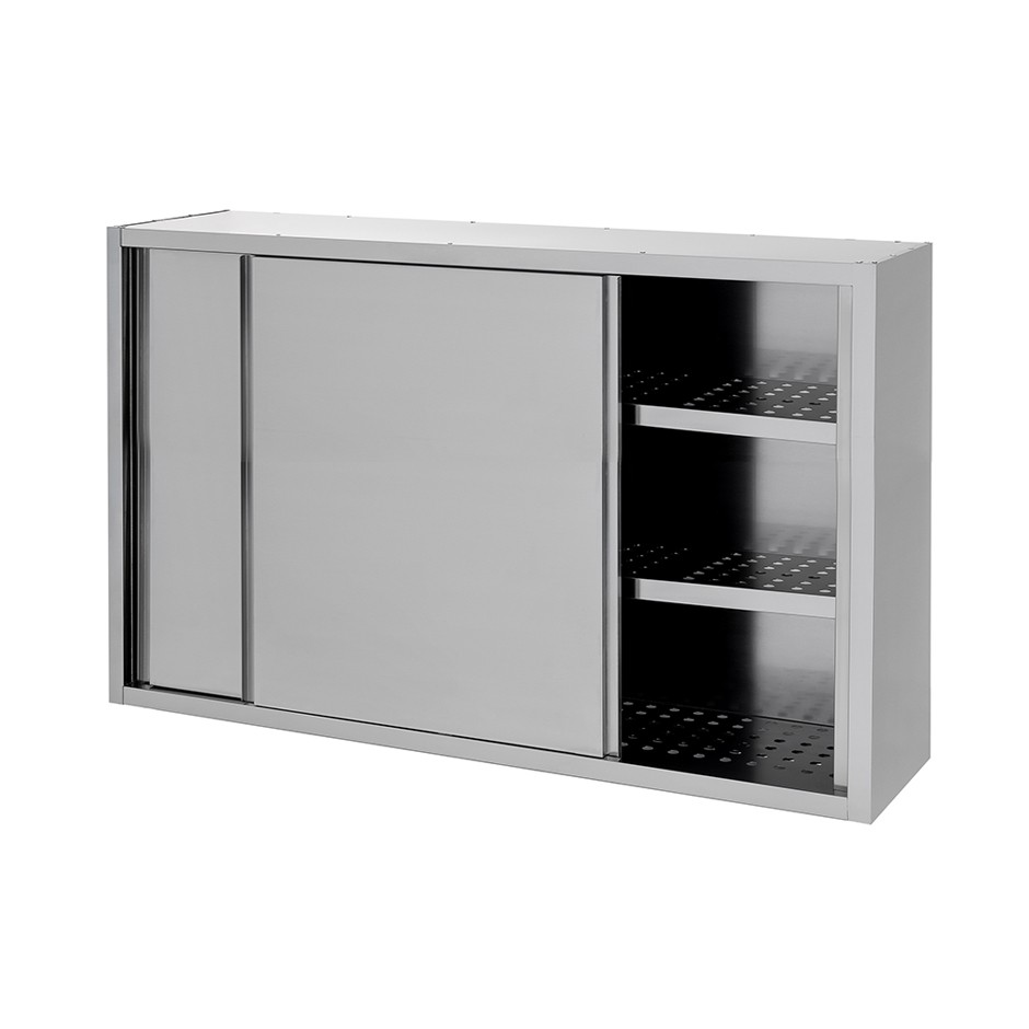 Pensile inox con scolapiatti, porte scorrevoli, misure 1600x400xH1000mm