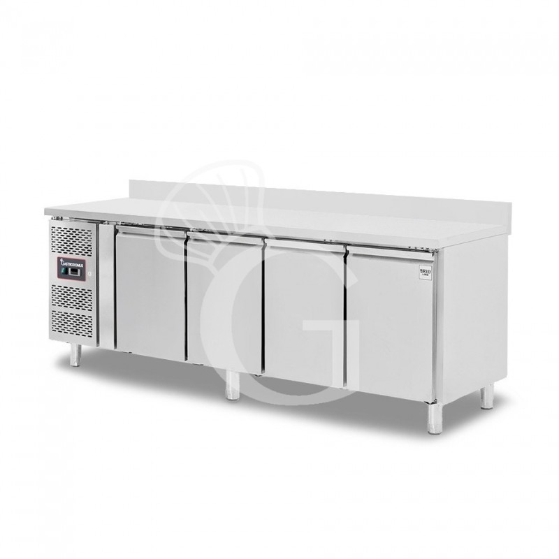 Tavolo Refrigerato 4 porte alzatina Prof. 600 mm +2°C/+8°C motore a sinistra