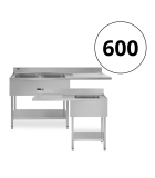 Tavolo lavello per lavastoviglie Profondità 600