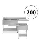 Tavolo lavello per lavastoviglie Profondità 700