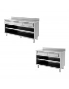 Tavolo a giorno con cassetti e alzatina, Prof. 700