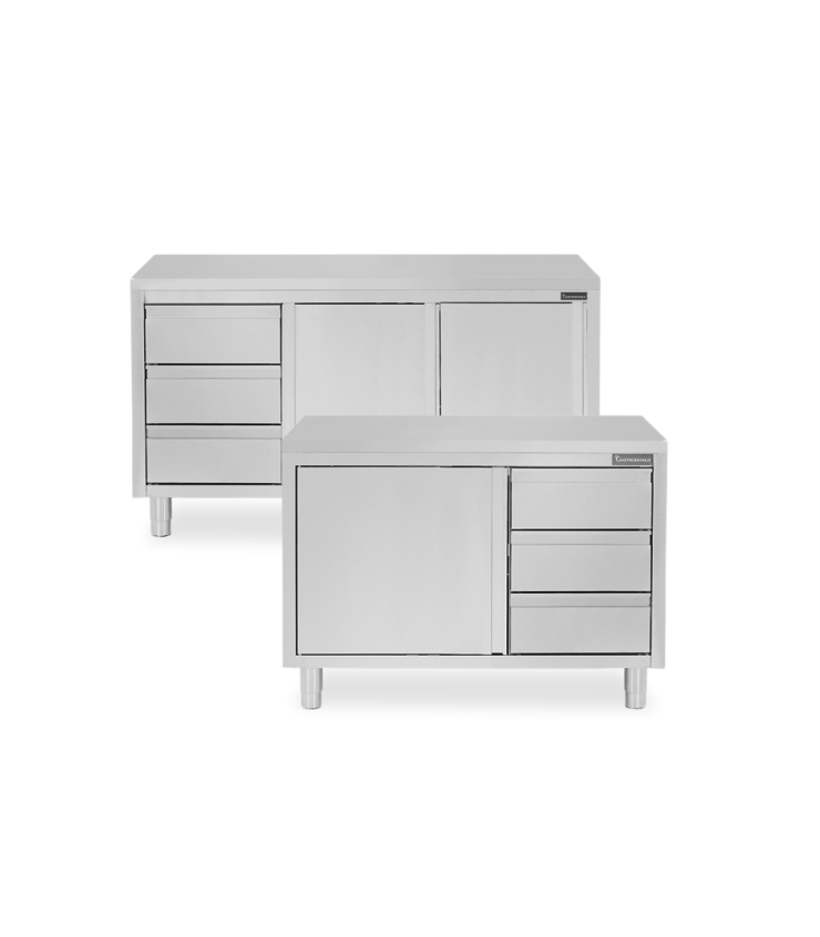 Tavoli Armadiati con Porte e 3 Cassetti Verticali